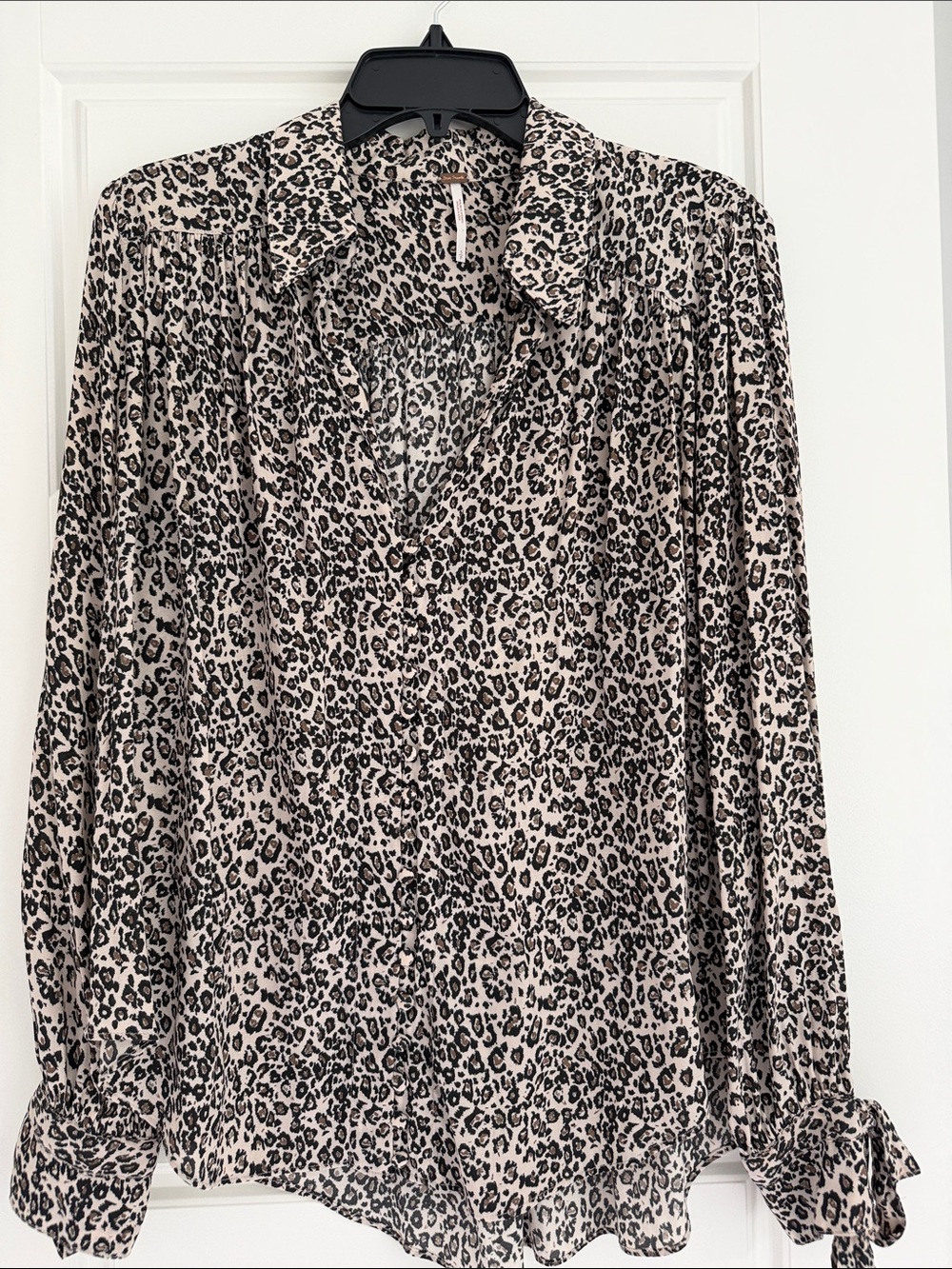 Free People Women’s Leopard Print Long-Sleeve Blouse